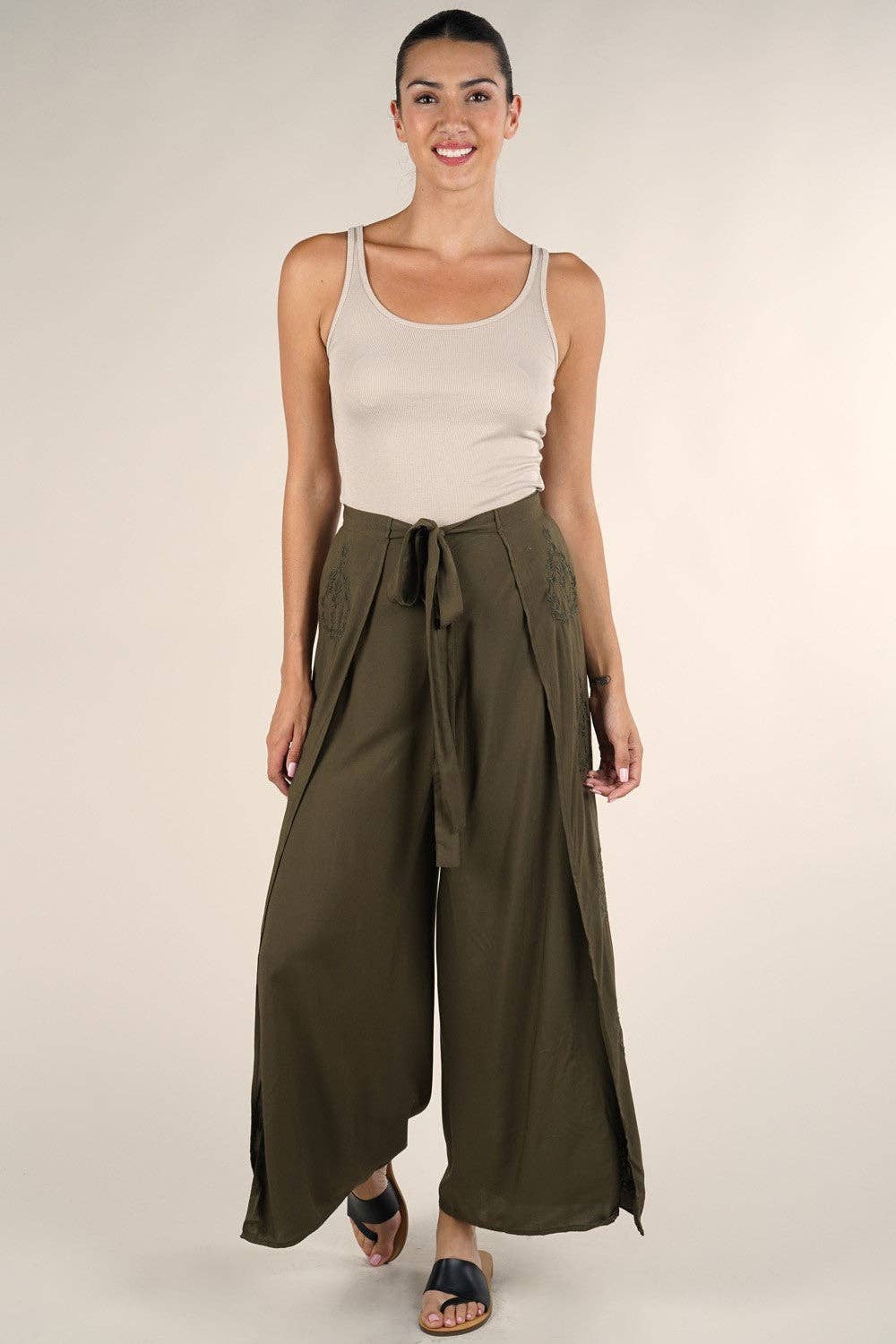 Lovestitch - Boho Beach Light Weight Wrap Pant: S / Off White $60