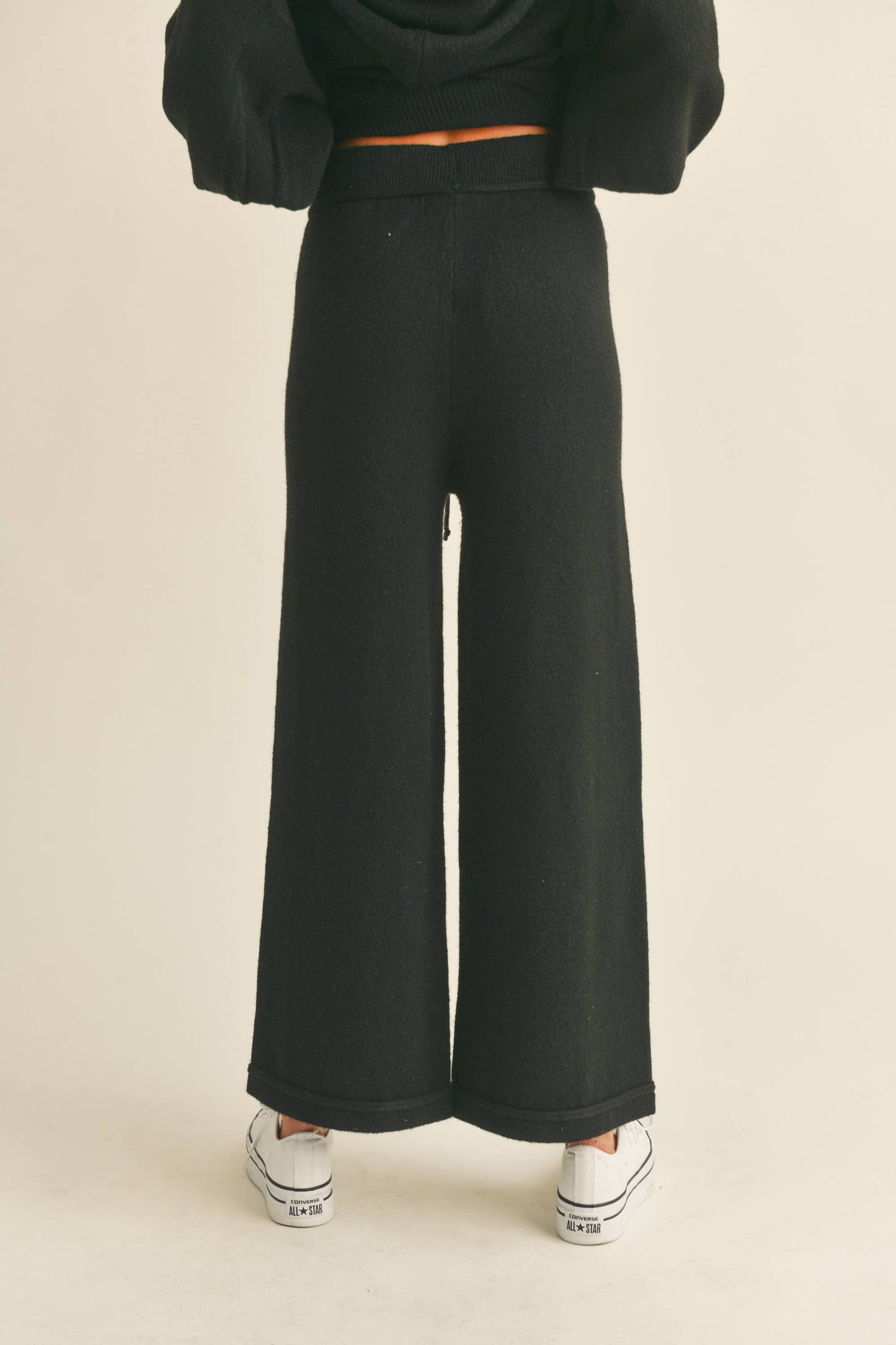 MMP1244   TWO TONE RIBBED WAIST BAND SWEATER PANTS: M / MOCHA $55.00