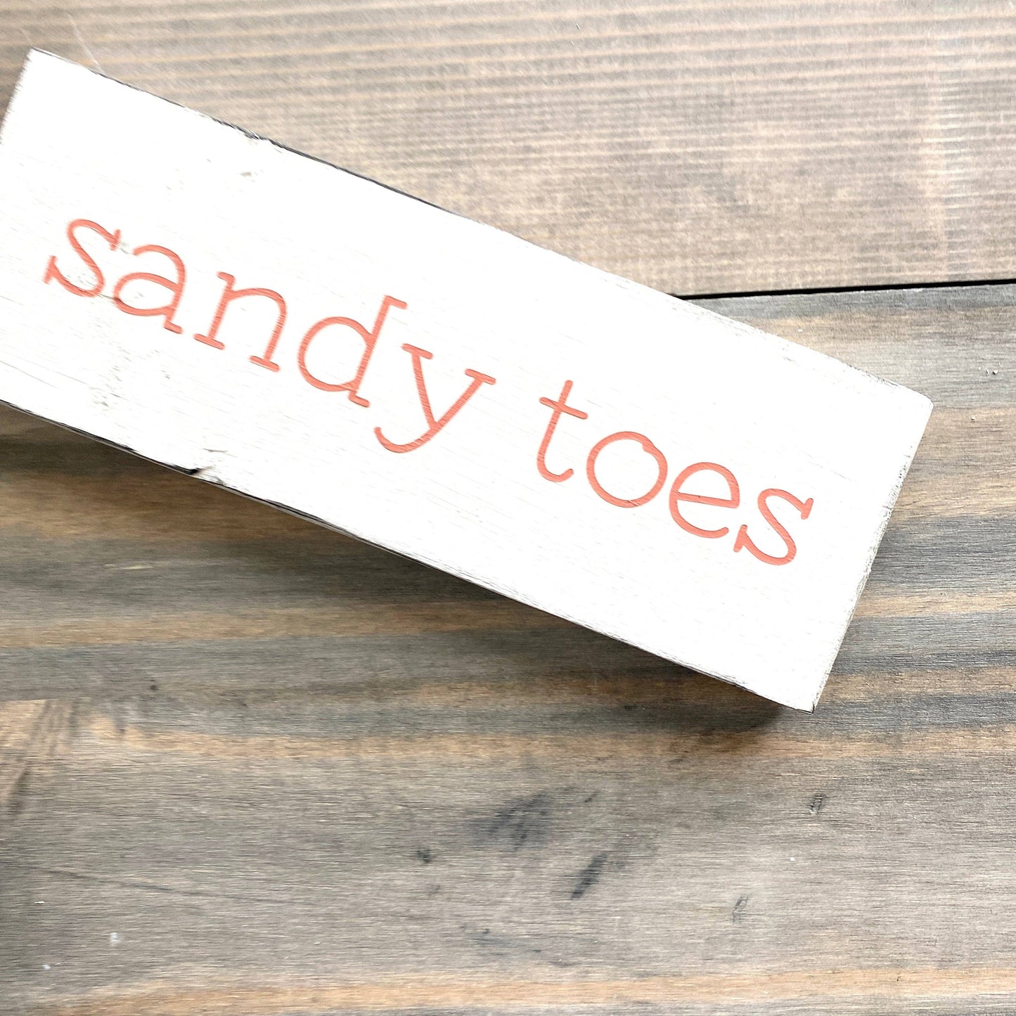 $25Anchored Soul Designs - Sandy Toes Sign, beach house nursery decor, coastal home: Orange