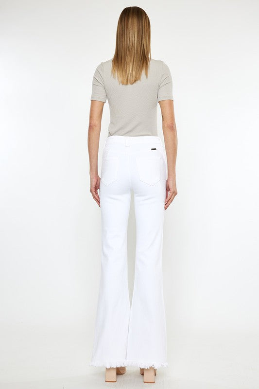 High Rise White Flare Jeans $79