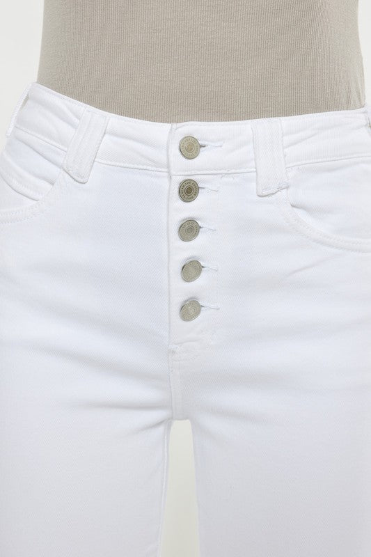 High Rise White Flare Jeans $79