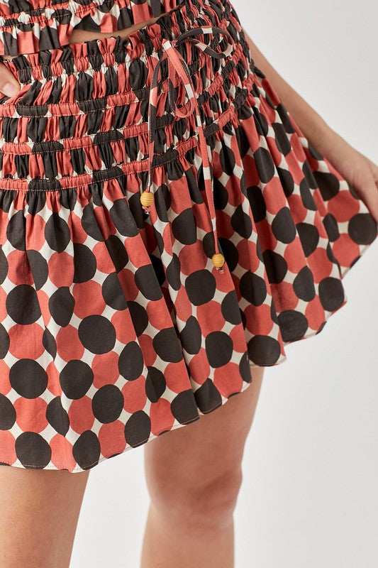 POLKA DOT PRINTED RUFFLED SKORTS