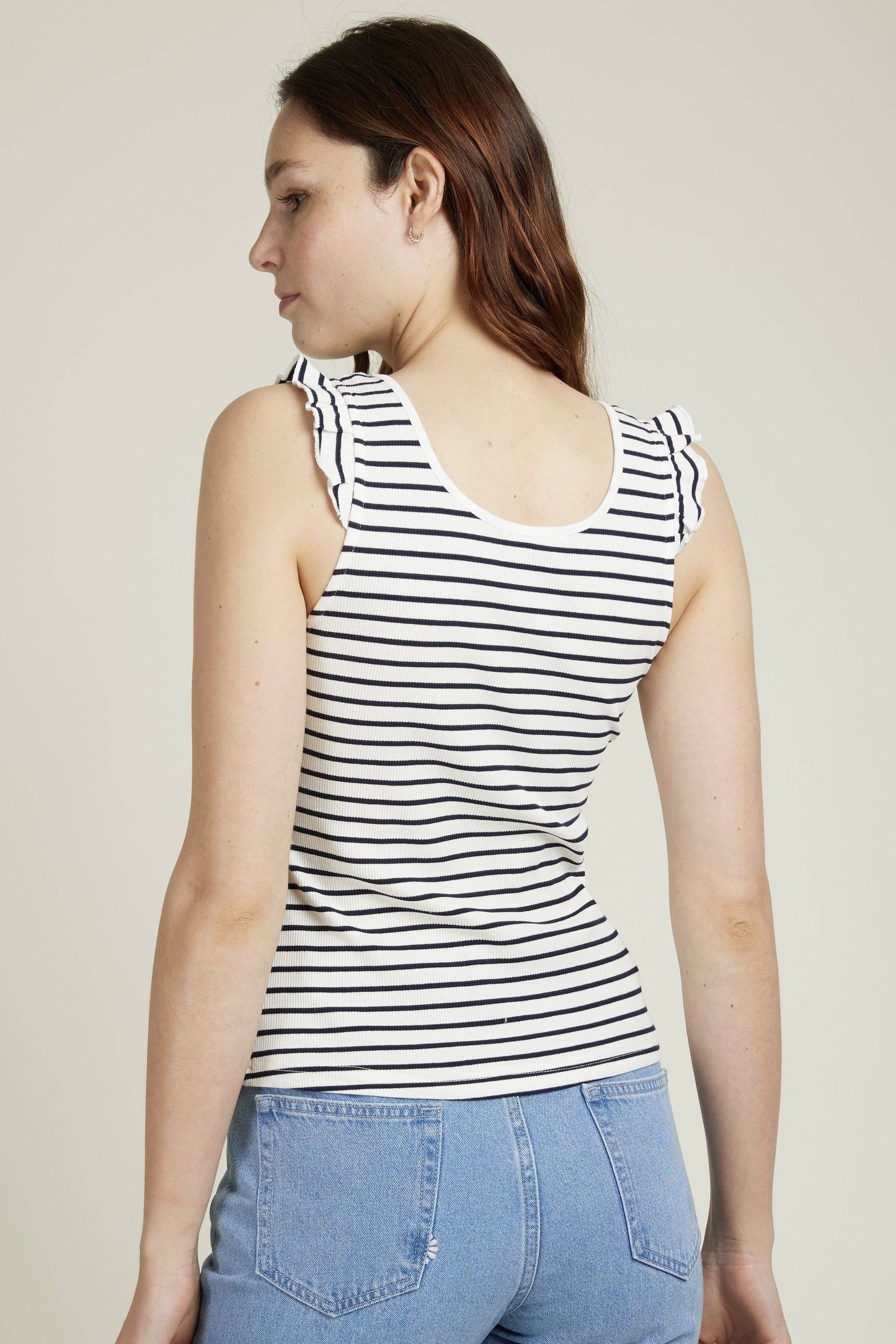 Andy & Lucy - DARYL - Sailor tank top with ruffle shoulders: ROSE / 4-2; SM-ML