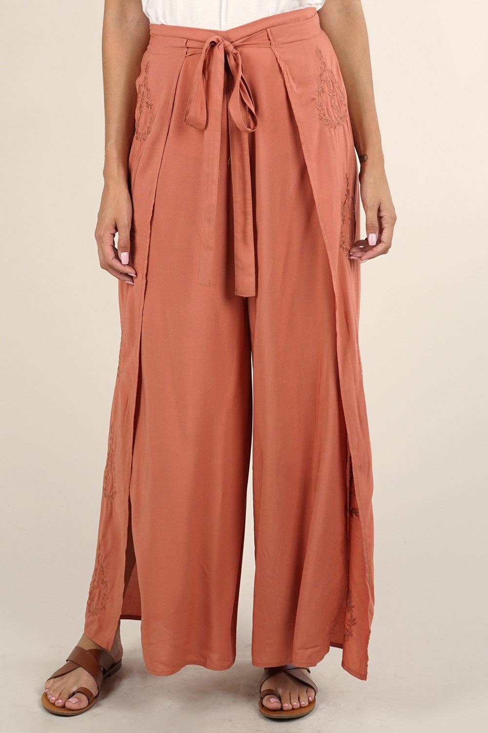 Lovestitch - Boho Beach Light Weight Wrap Pant: S / Off White $60