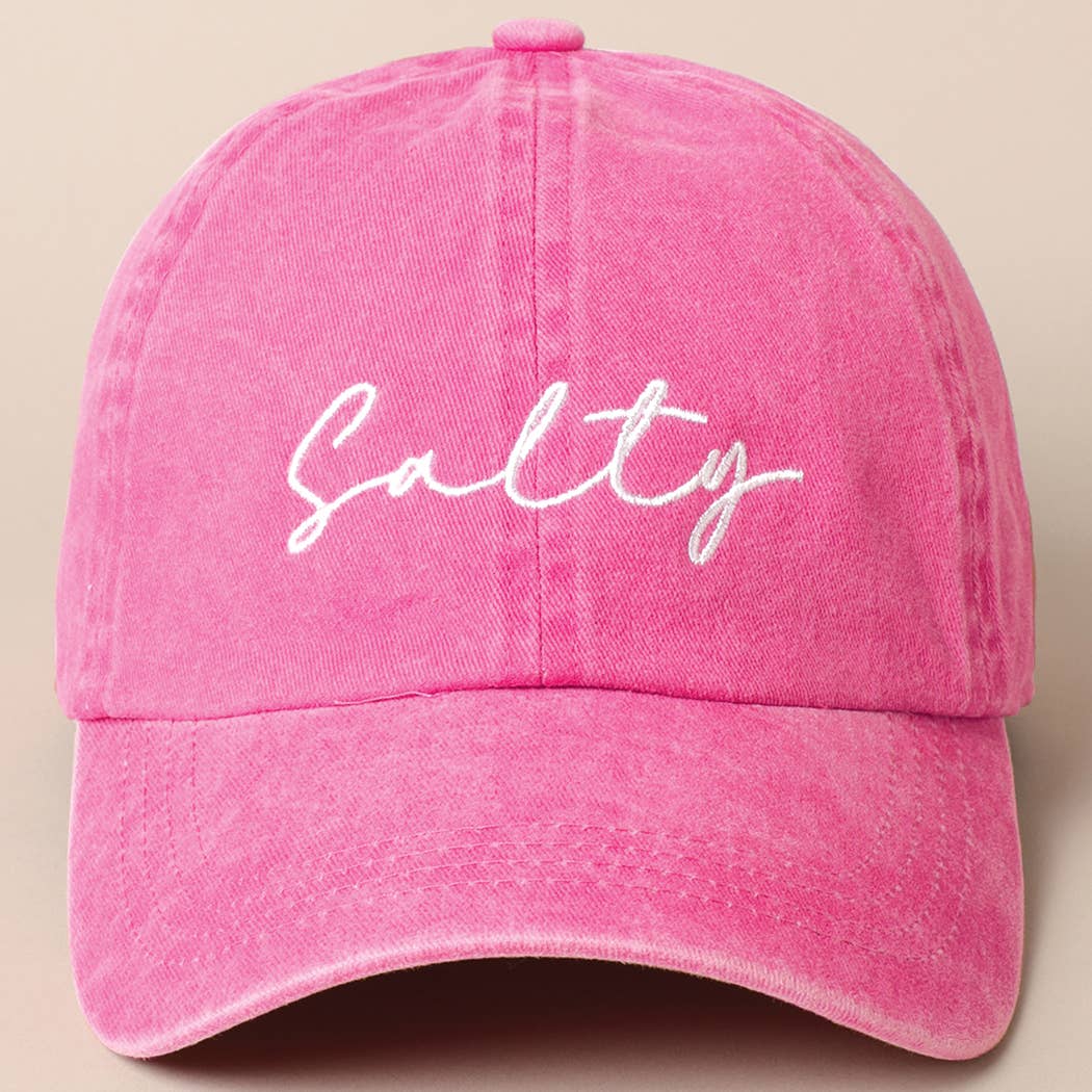 Fashion City - Salty Lettering Embroidery Baseball Cap: One Size / WHITE