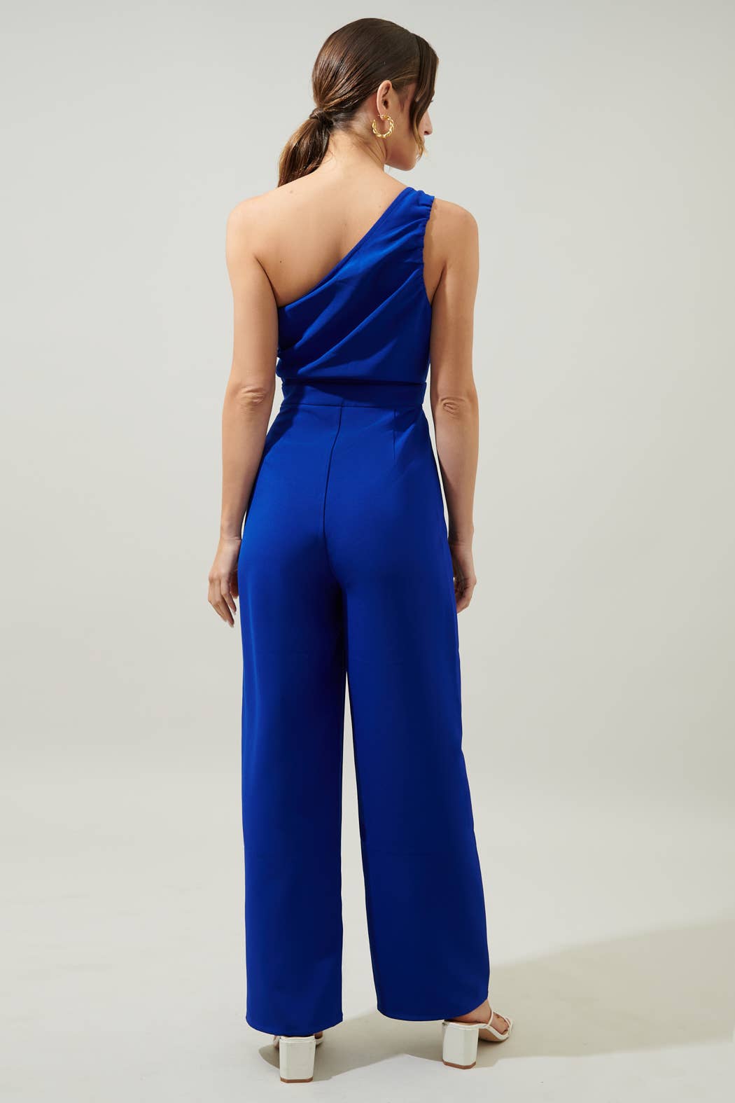 Sugarlips - Blaine One Shoulder Ruched Jumpsuit: Cobalt / XS  $80