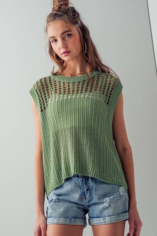 Urban Daizy - LOOSE FIT CROCHET SWEATER TOP: IVORY