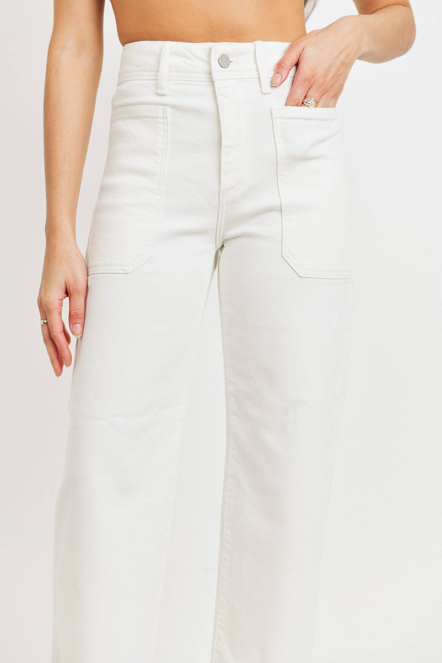 JUST BLACK DENIM - BP353J - OFF WHITE - High Rise Utility Wide Leg $95