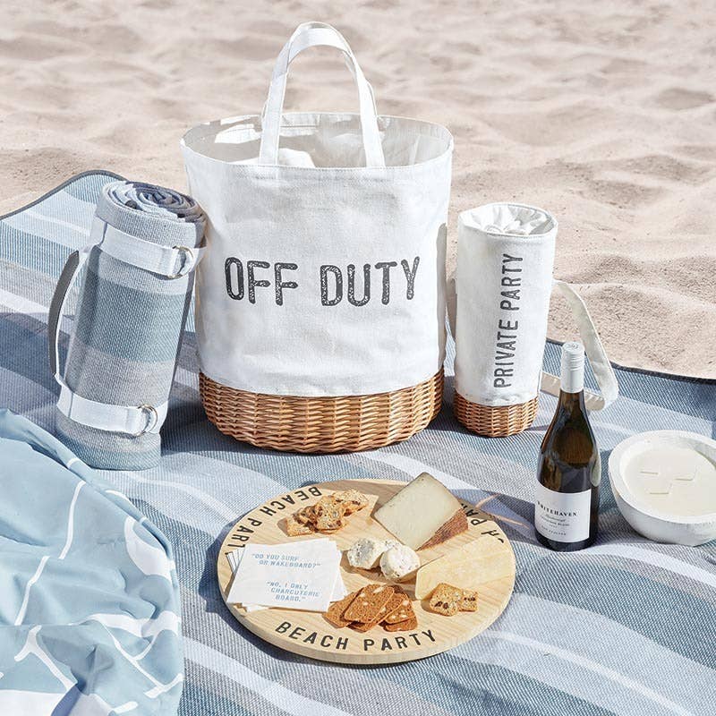 Santa Barbara Design Studio by Creative Brands - Face to Face Picnic Blanket - Grey + White + Blue