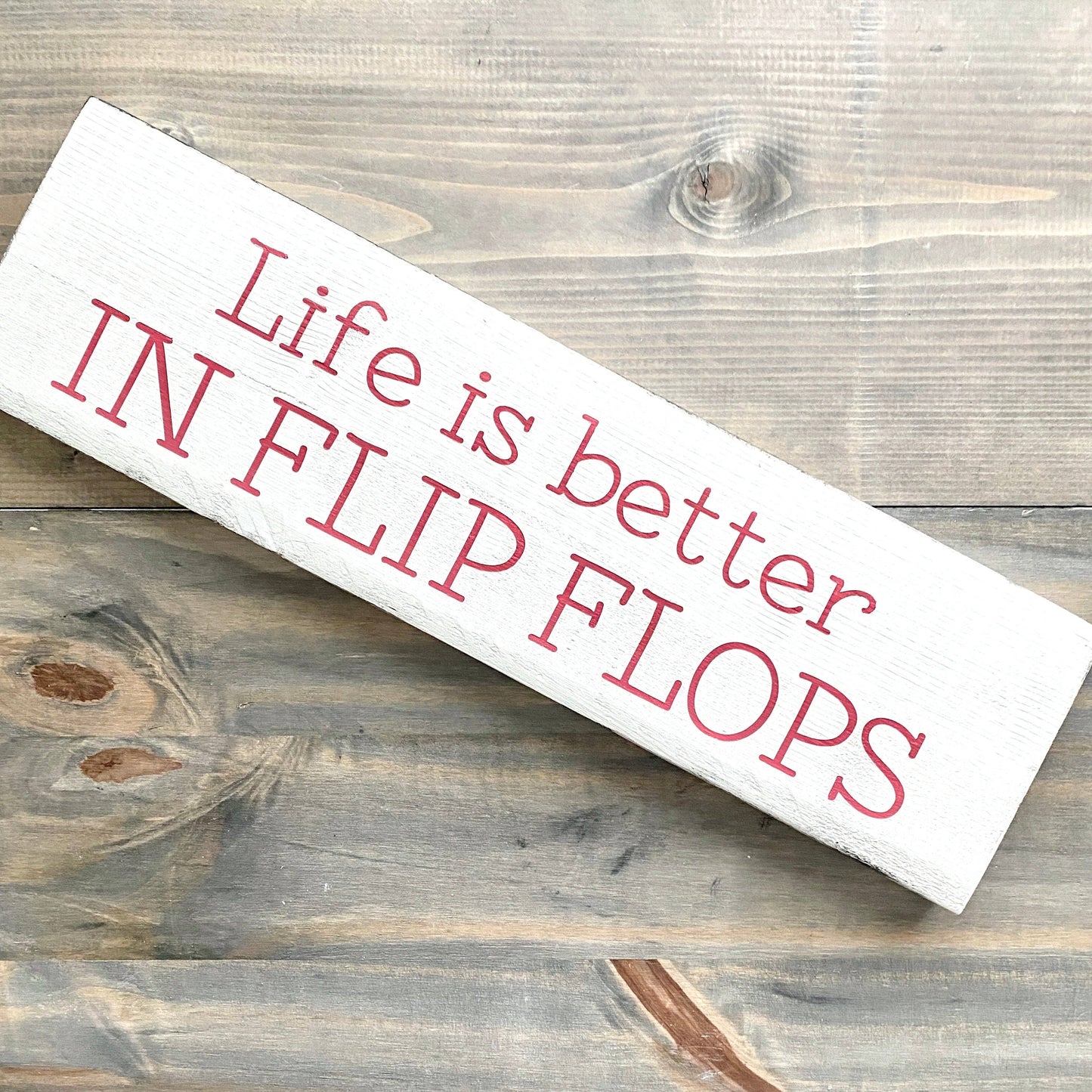 $39 Anchored Soul Designs - Life is Better in Flip Flops Sign, beach house sign, coastal: Navy