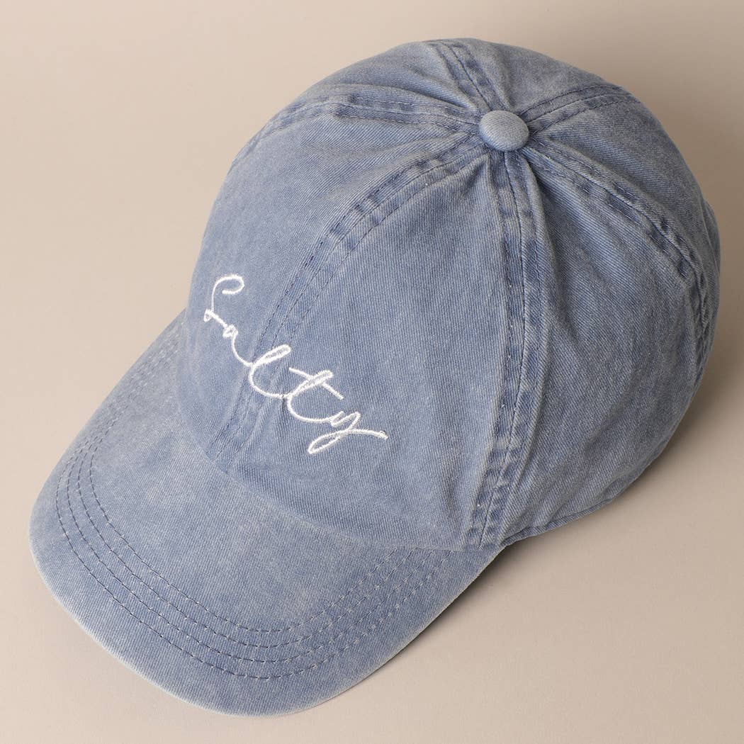 Fashion City - Salty Lettering Embroidery Baseball Cap: One Size / WHITE