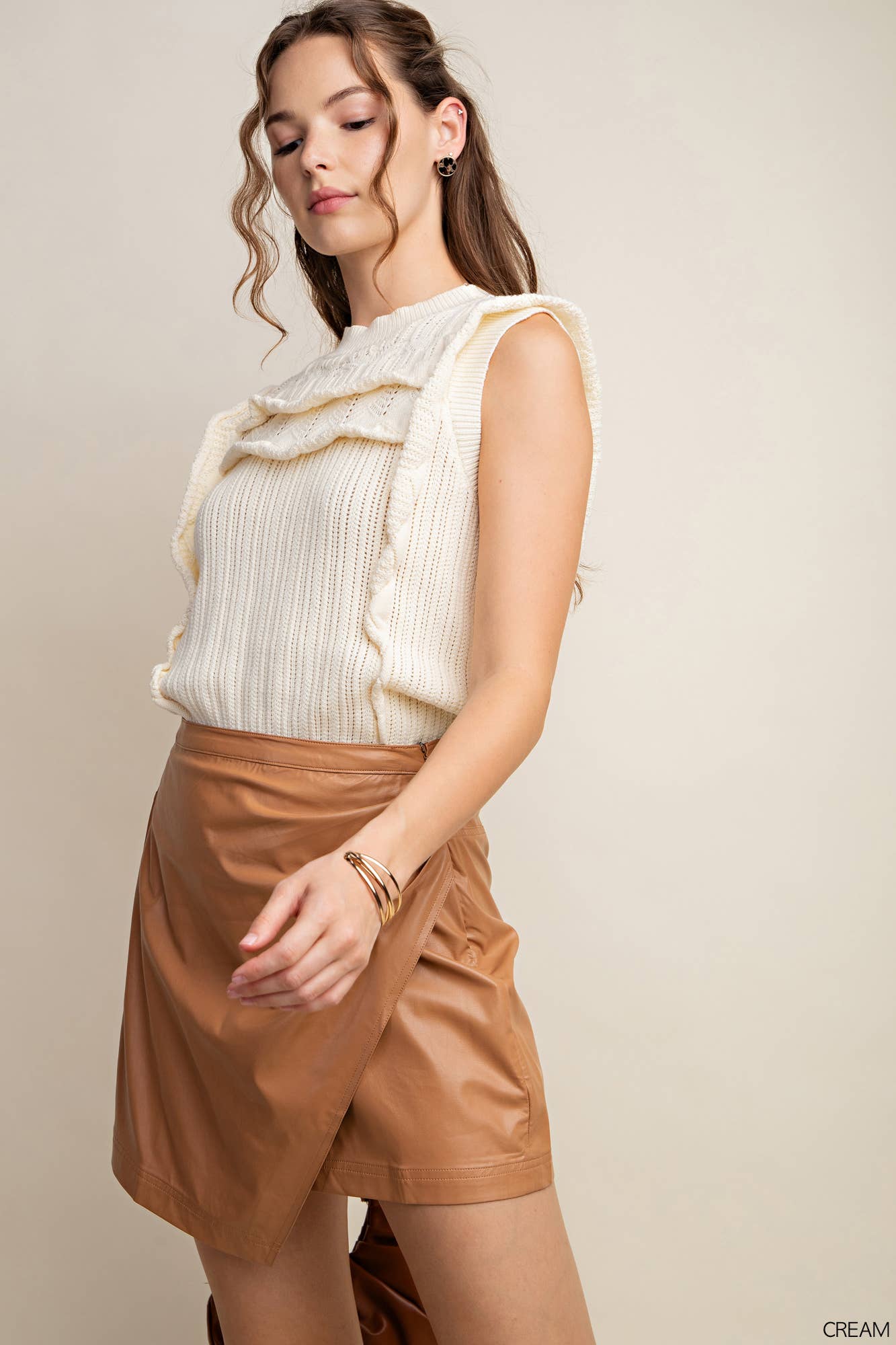 Elegantly Crafted Crochet  Sweater: CREAM / M $50.00