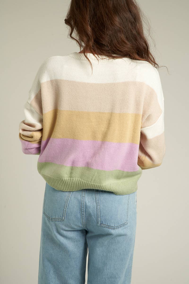 En Crème - Multicolor Embroidered Salty Sweater: S/M / Multi-Colored $60