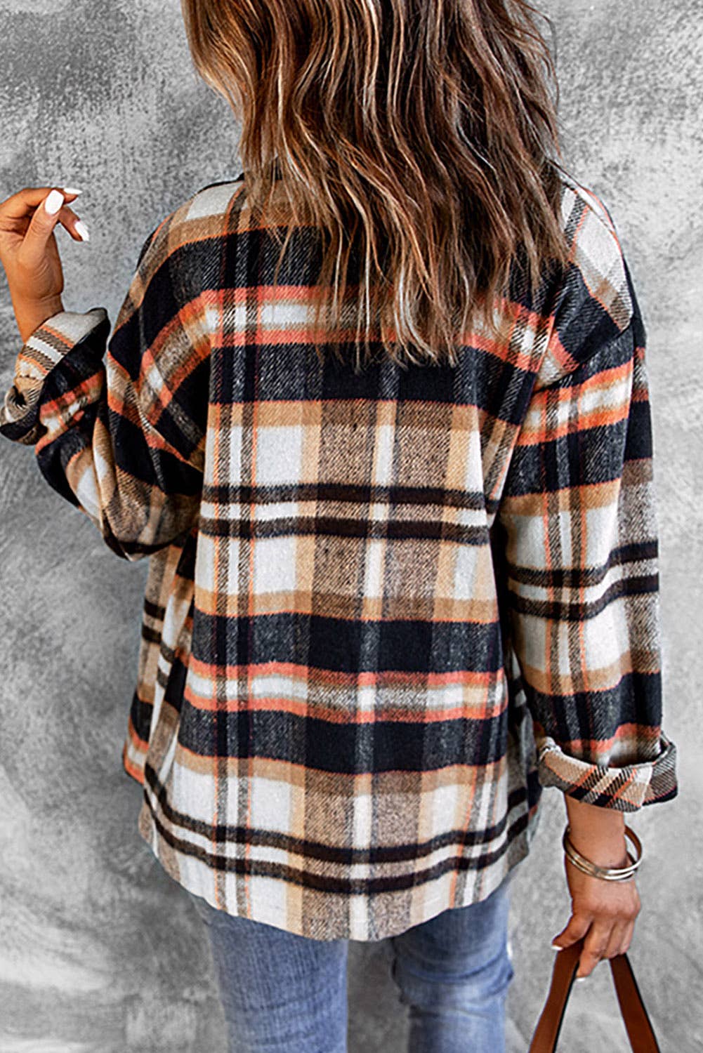 Geometric Plaid Print Pocketed Shirt: L / MULTI $65.00