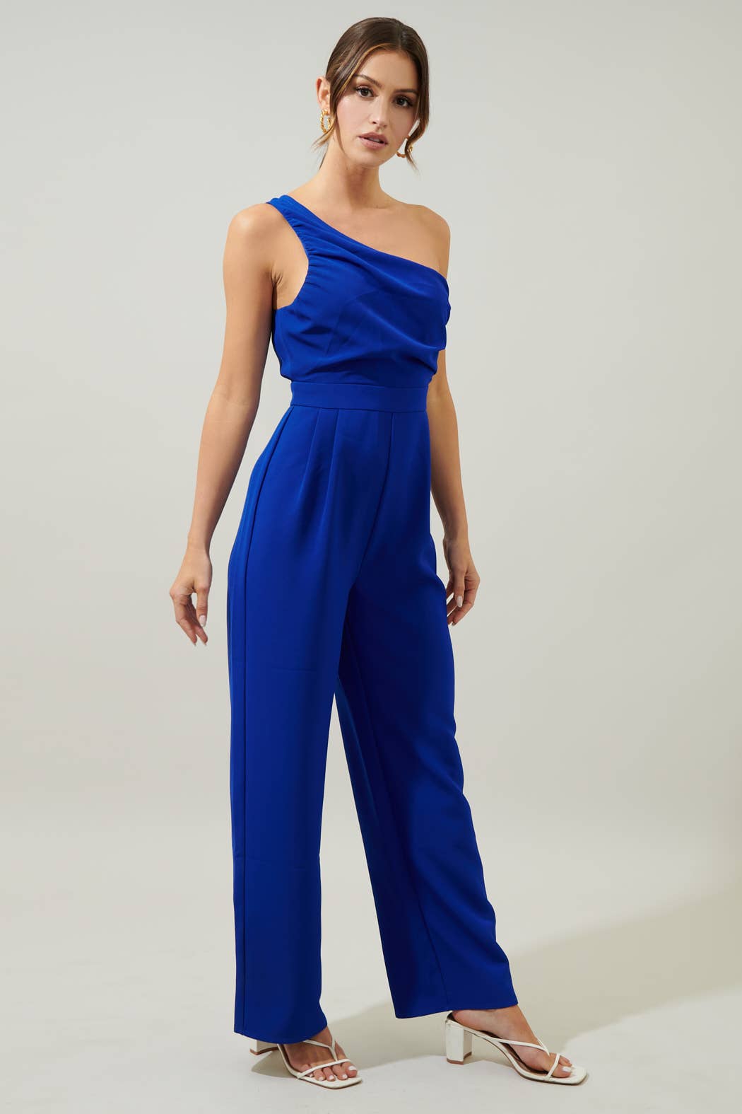 Sugarlips - Blaine One Shoulder Ruched Jumpsuit: Cobalt / XS  $80