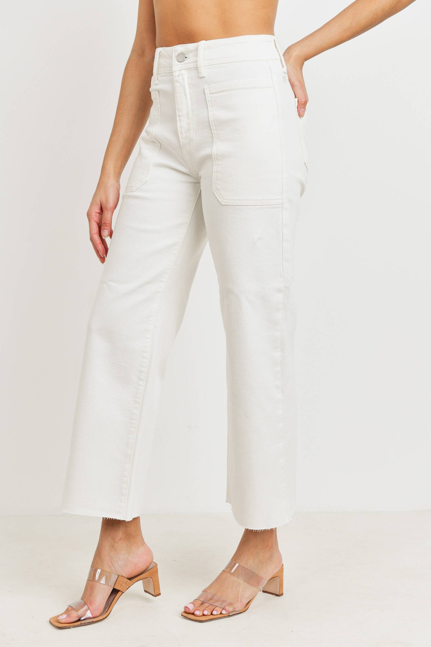 JUST BLACK DENIM - BP353J - OFF WHITE - High Rise Utility Wide Leg $95