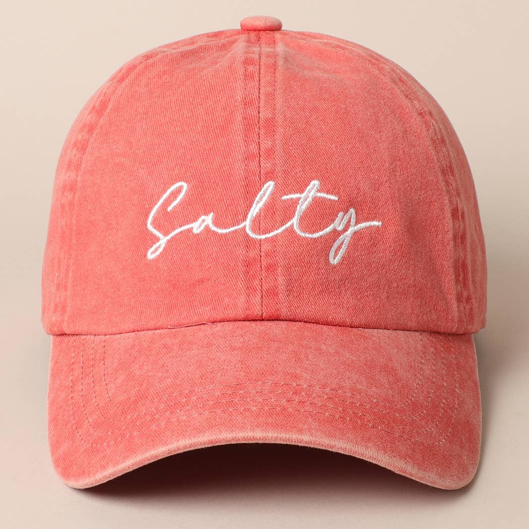 Fashion City - Salty Lettering Embroidery Baseball Cap: One Size / HOT PINK