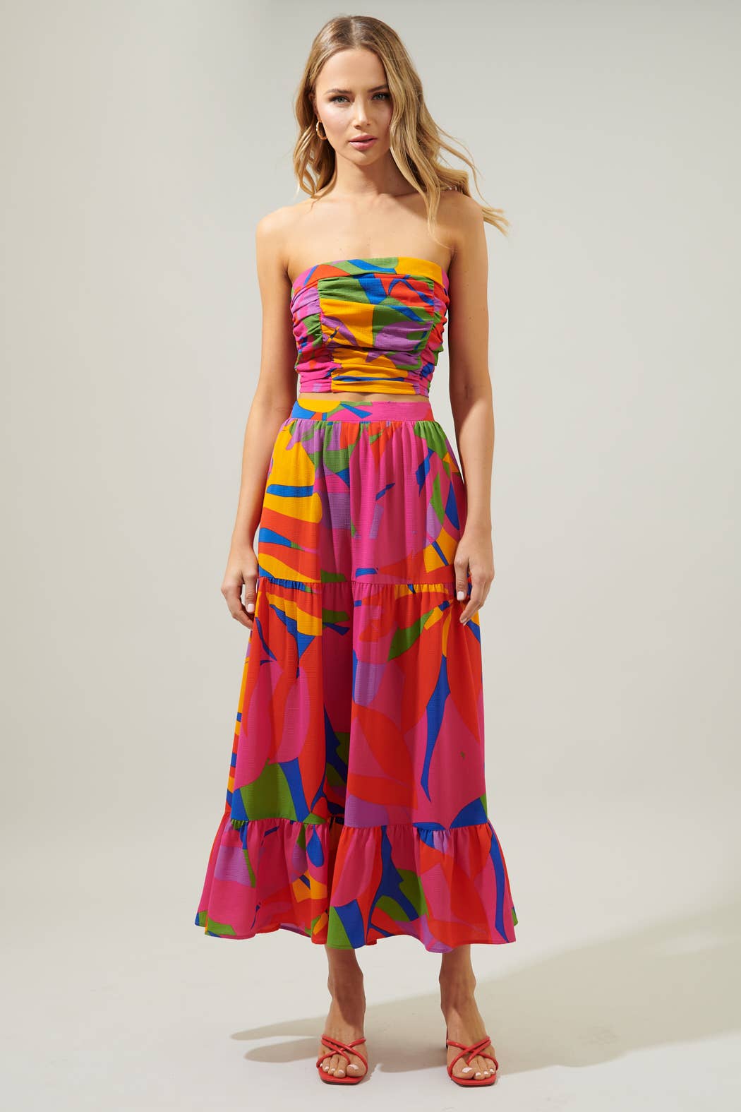 Sugarlips - Soleil Floral Yaelle Flowy Maxi Skirt: BLUE-MULTI / L $65