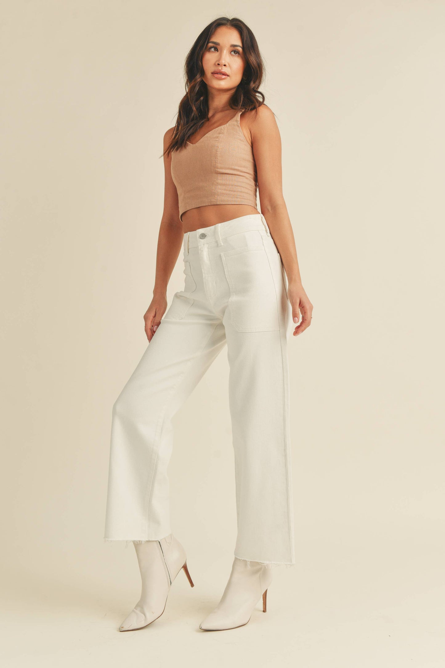 JUST BLACK DENIM - BP353J - OFF WHITE - High Rise Utility Wide Leg $95