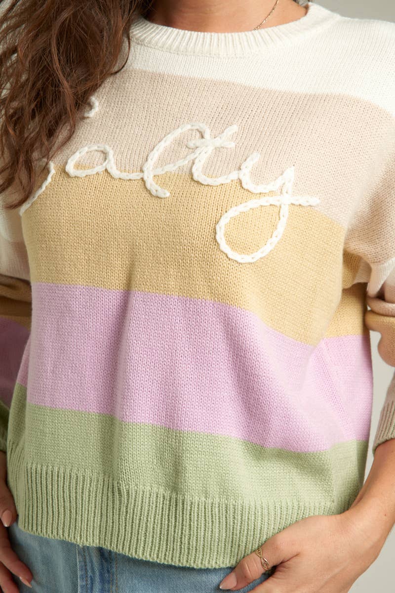 En Crème - Multicolor Embroidered Salty Sweater: S/M / Multi-Colored $60