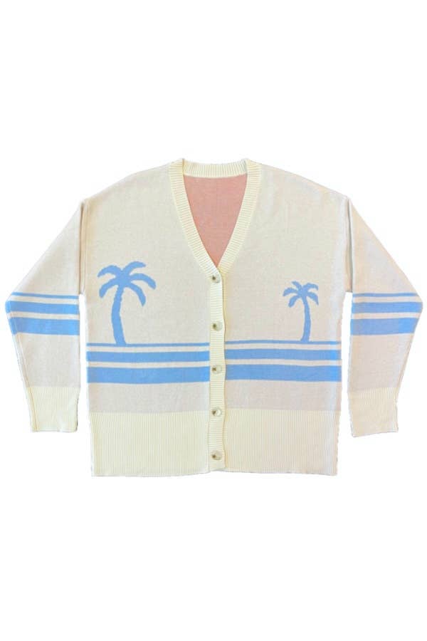 Miss Sparkling - Ocean sunset knit cardigan: L / Cream multi $55