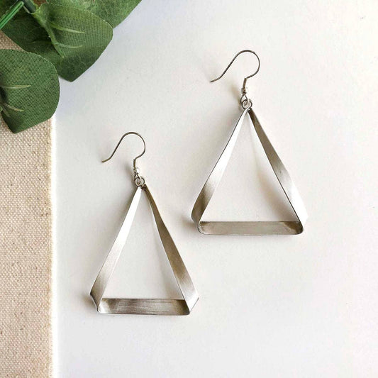 WorldFinds - Folded Triangle Hoops (Silver)