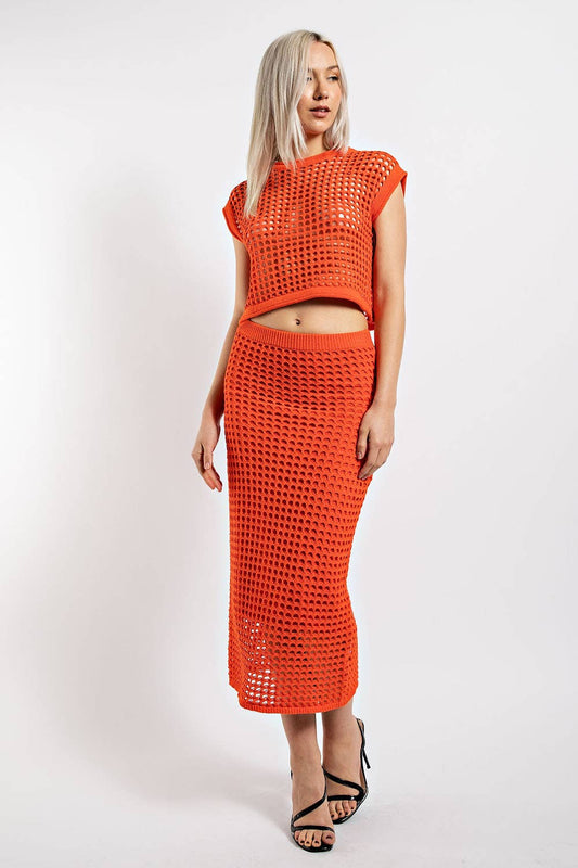EDIT by NINE - TS2343 SLEEVELESS WEAVED KNITTED TOP AND SKIRT