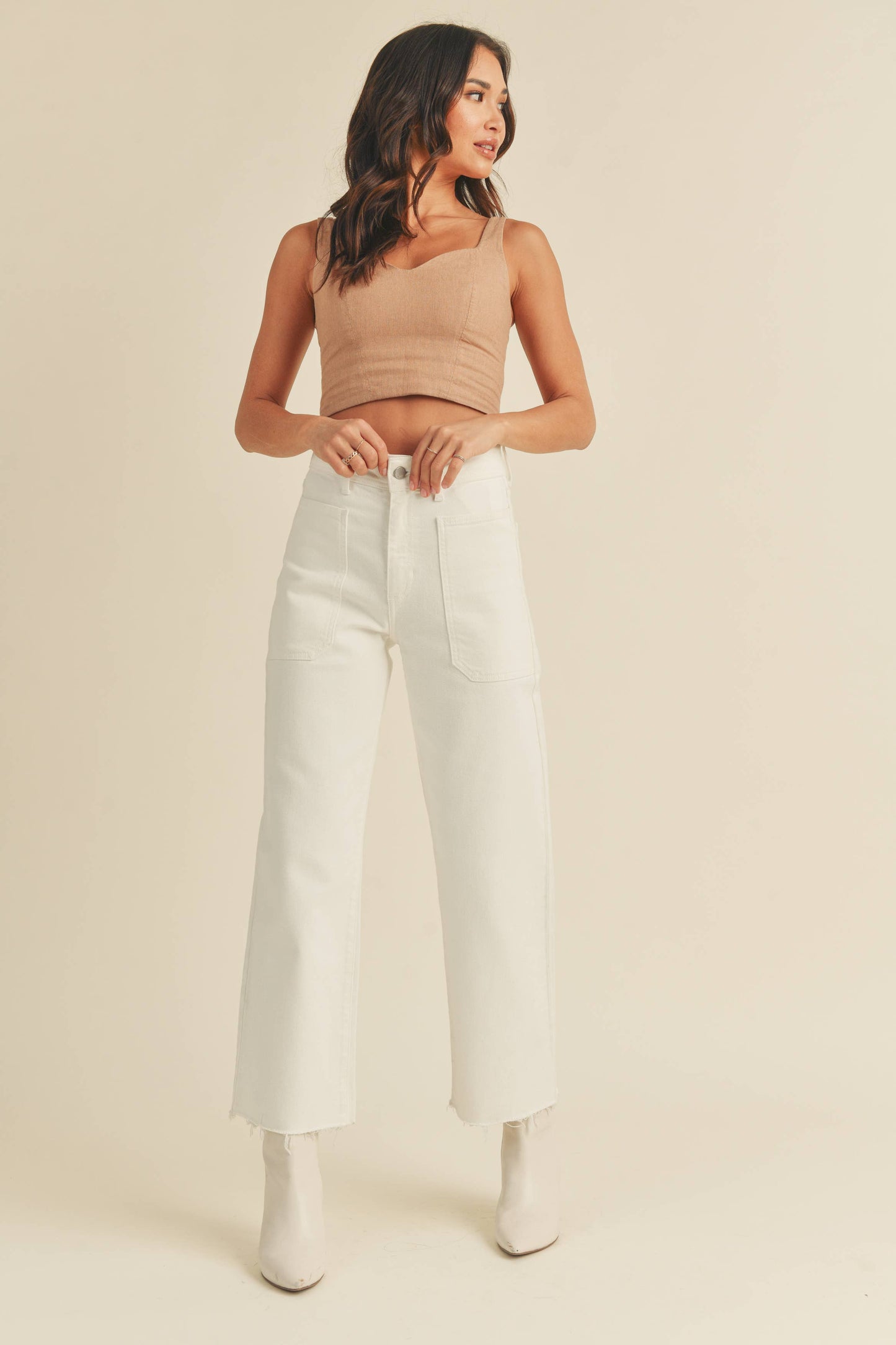 JUST BLACK DENIM - BP353J - OFF WHITE - High Rise Utility Wide Leg $95