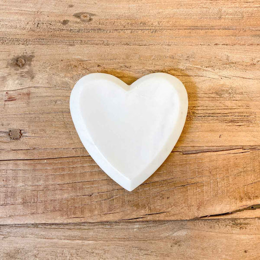 $15 The Royal Standard - Heart Shaped Marble Trinket Dish   White    5x5x.07
