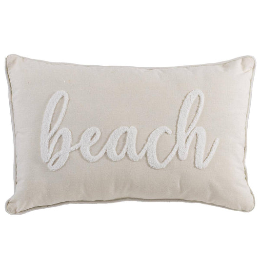 The Royal Standard - Beach Embroidered Pillow   Soft White/White   13x20 $28