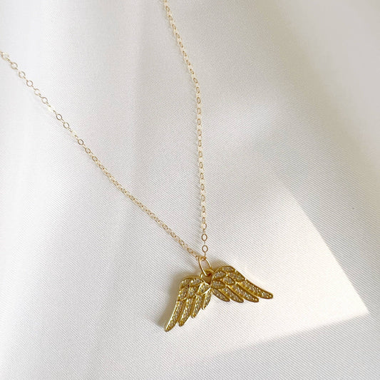 true by kristy jewelry - Reina Angel Wings CZ Pendant Necklace Gold Filled