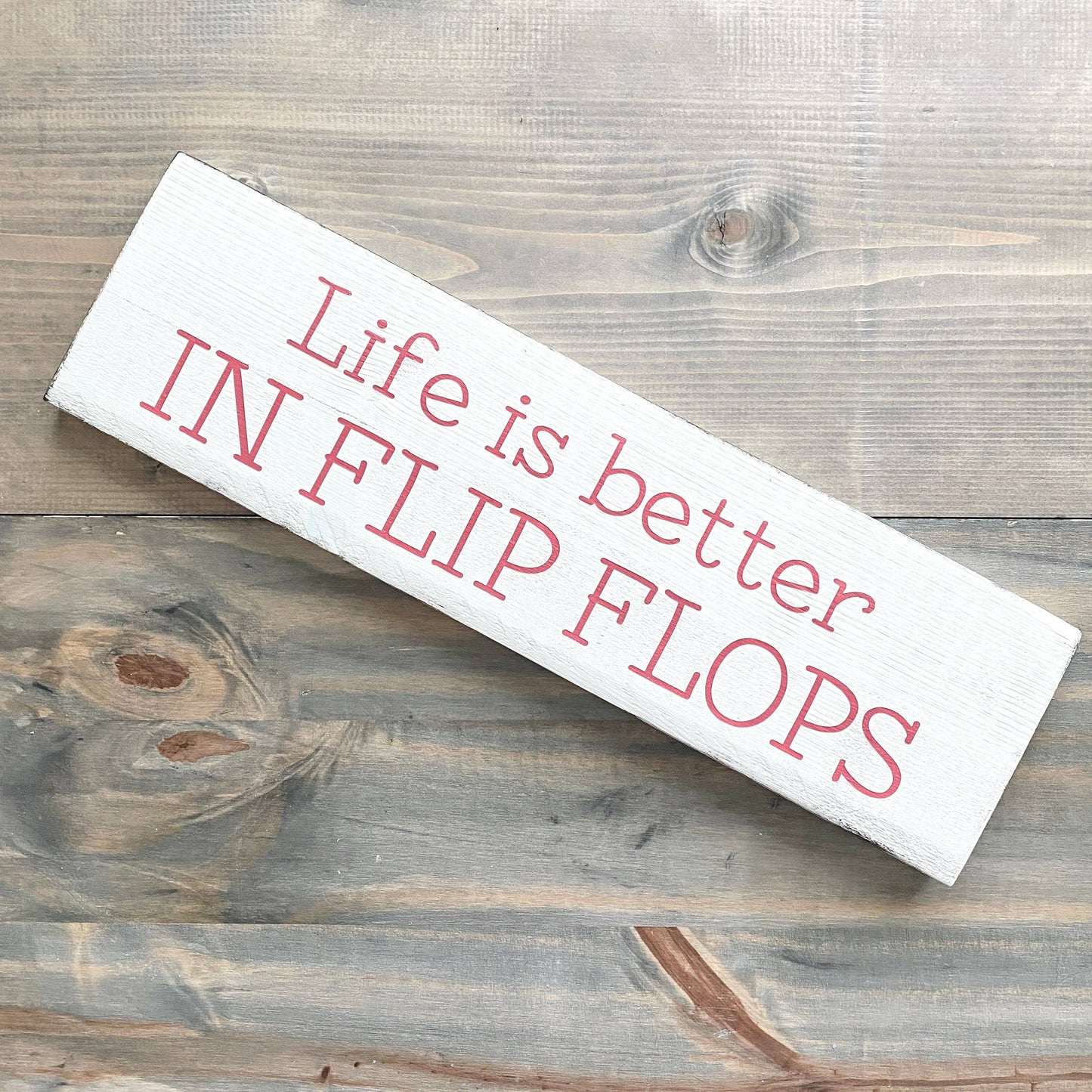 $39 Anchored Soul Designs - Life is Better in Flip Flops Sign, beach house sign, coastal: Navy