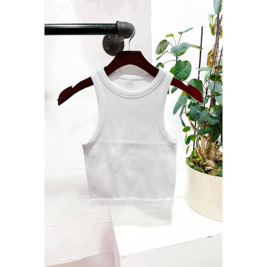 Bestto - CLASSIC RIBBED KNIT BASIC TANK TOP VERSATILE SUMMER WEAR: ONE SIZE / WHITE