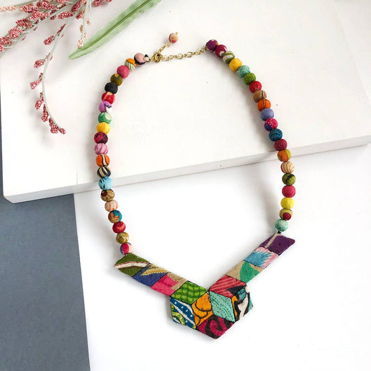 WorldFinds - Kantha Stained Glass Necklace