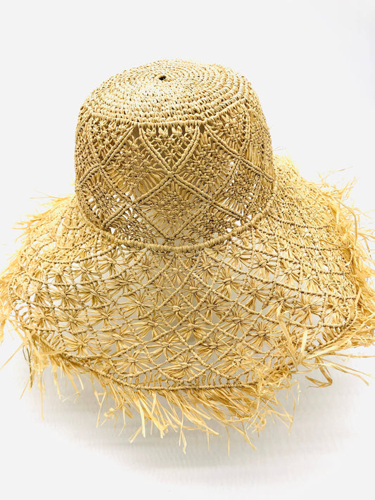 Shebobo - Karin Crochet & Macrame Fringe Straw Hat