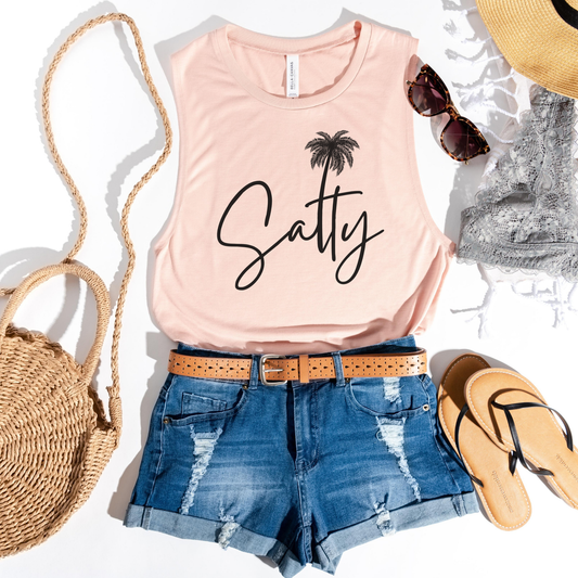 Trendznmore - Salty Beach Bella Canvas Muscle Tank Top: XLarge / Peach $35