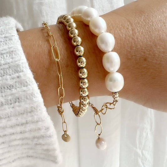 true by kristy jewelry - Kaia Freshwater Pearl Gold Filled Bracelet