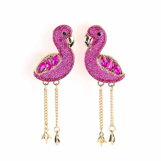 The Royal Standard - Flamingo Party Earrings   Pink/Gold   2"