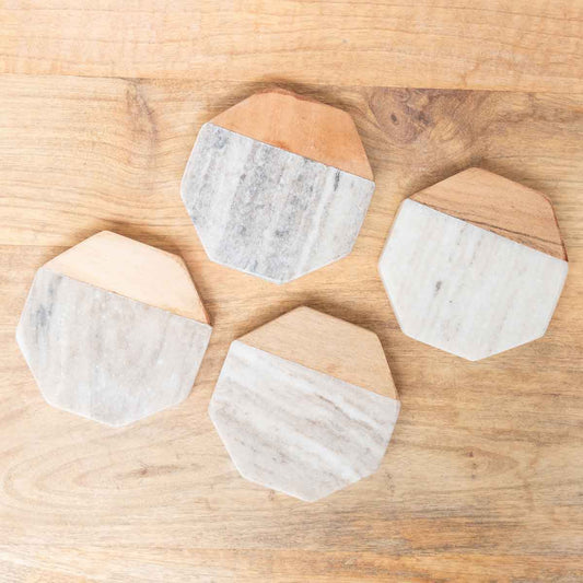 $30.The Royal Standard - Leopold Marble Coasters   Sand/Natural   4x4 Set of 4