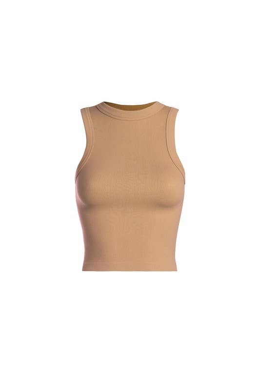 Bestto - CASUAL THICK RIBBED KNIT TANK CROP TOP ACTIVE STREET WEAR: ONE SIZE / CARAMEL