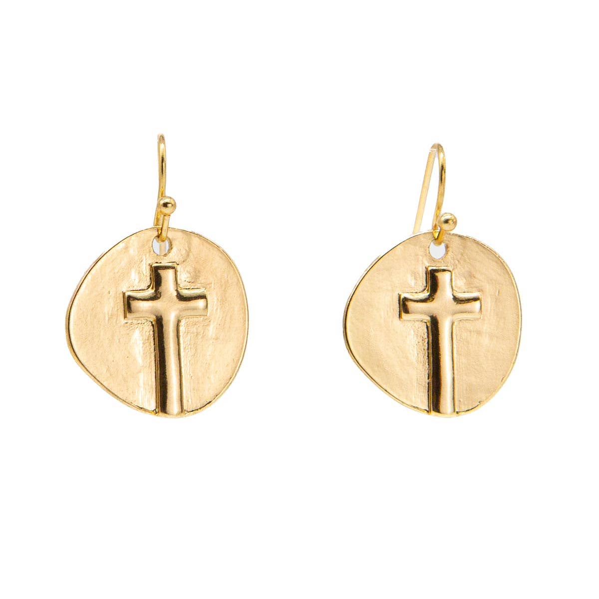 The Royal Standard - Ascension Cross Earrings   Gold   .75"