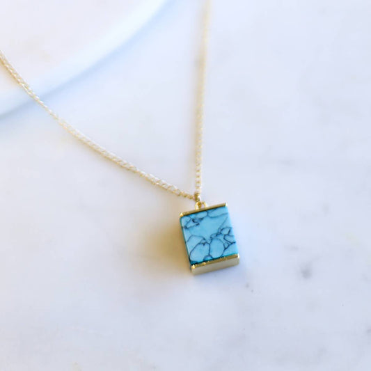 $28 The Royal Standard - Marsala Stone Necklace   Turquoise/Gold   30"