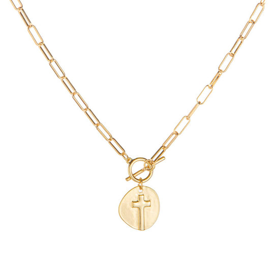 The Royal Standard - Ascension Cross Necklace   Gold   14"