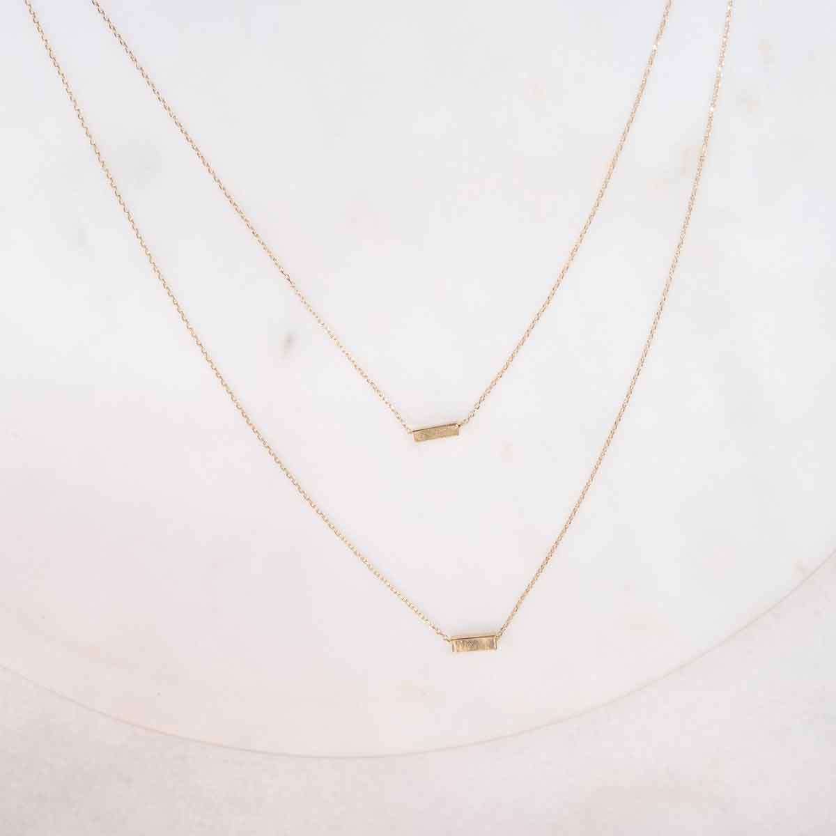 The Royal Standard - Double Petite Bar Necklace   Gold   14"/18"