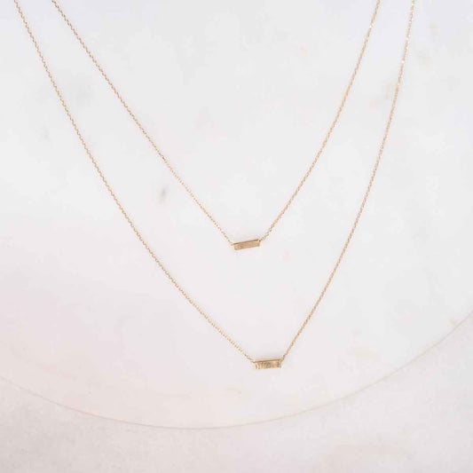 The Royal Standard - Double Petite Bar Necklace   Gold   14"/18"