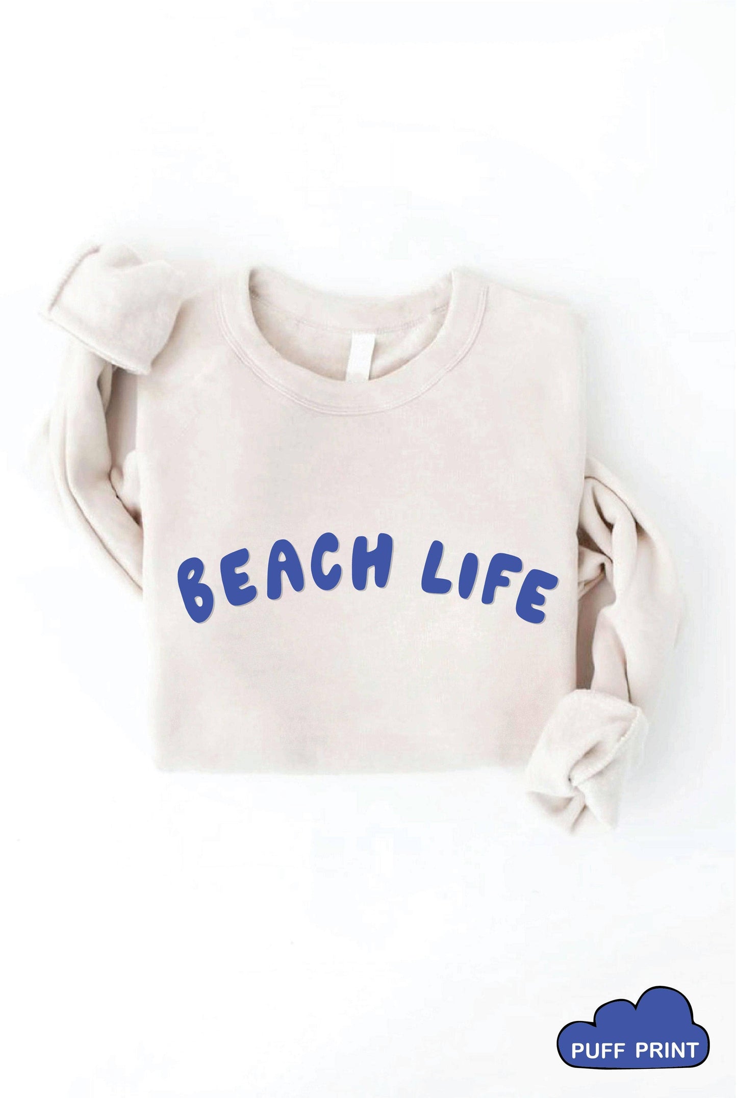 OAT COLLECTIVE -Large  BEACH LIFE Puff Print Graphic Sweatshirt