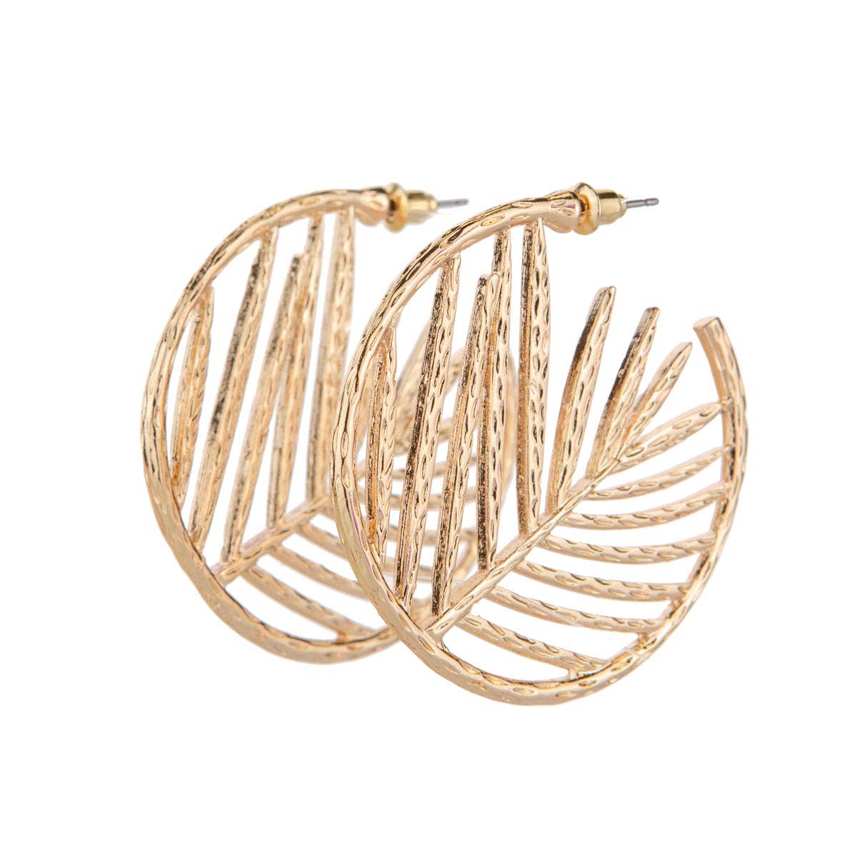 The Royal Standard - Majesty Palm Hoop Earrings   Gold   1.75"