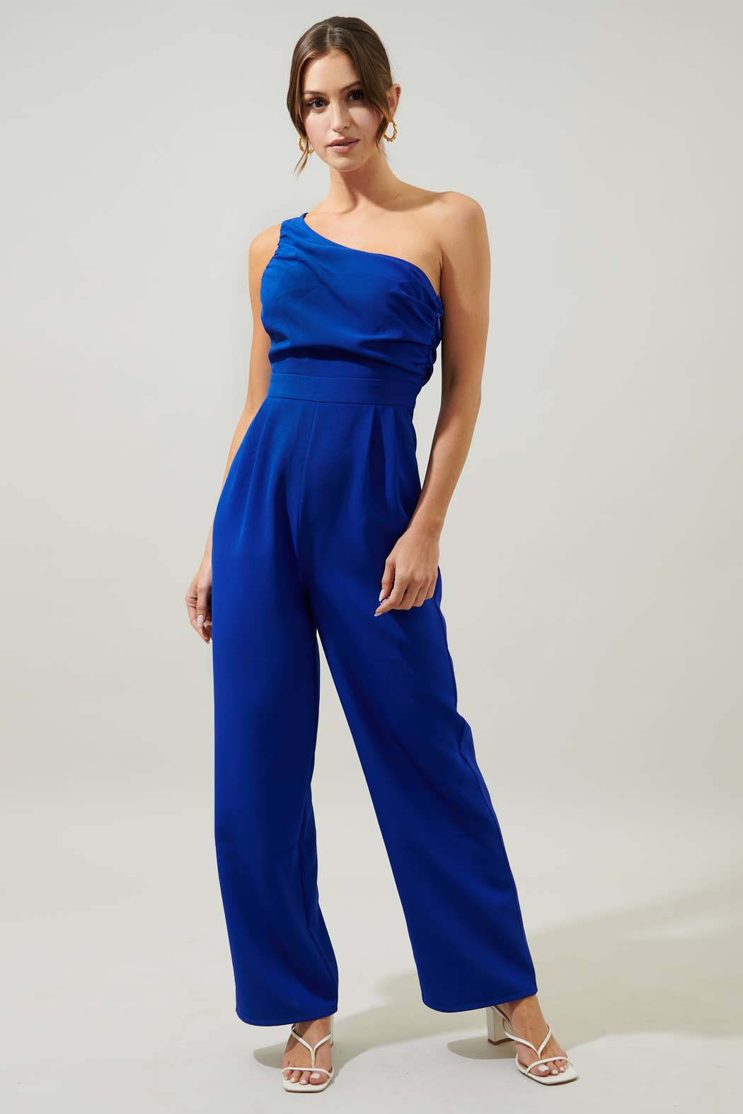 Sugarlips - Blaine One Shoulder Ruched Jumpsuit: Cobalt / XS  $80