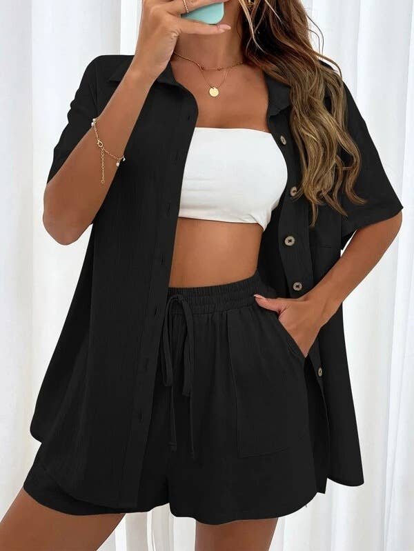 Sweetkama - Sweetkama Ladies Solid Color-Black Top M.$24.50